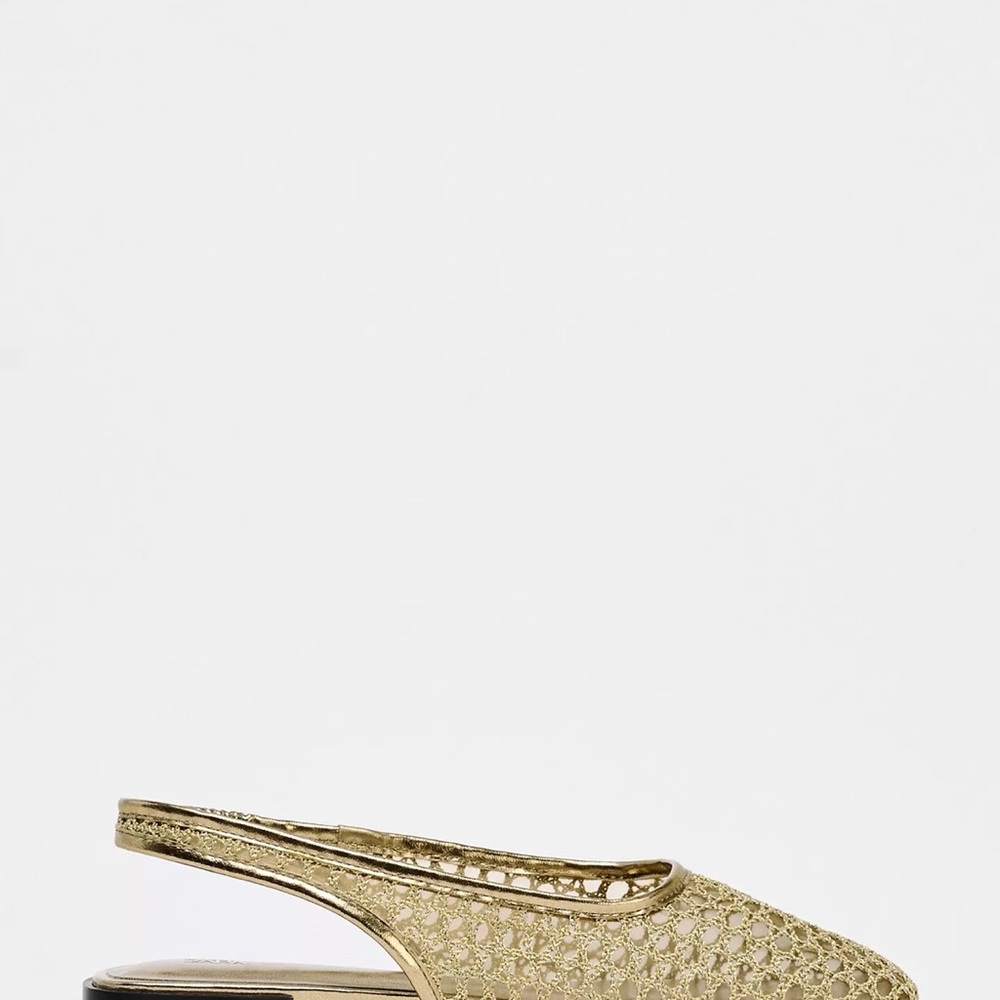 Zara Gold Textured Slingback Flats